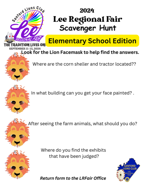 2024 LRF Scavenger Hunt form for Elementary School Students