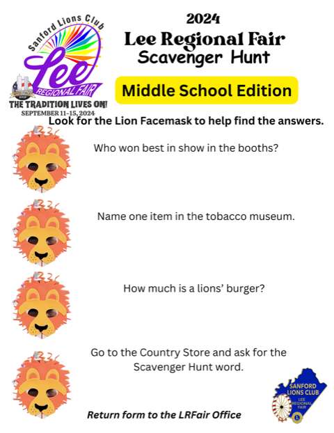 2024 LRF Scavenger Hunt form for Elementary School Students