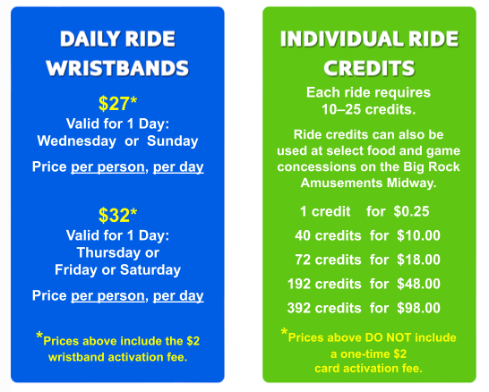 Big Rock Amusements Midway Ride Prices